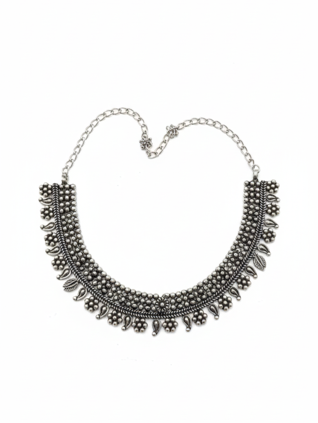 Oxidized Silver Brass Heritage Style Necklace for Women