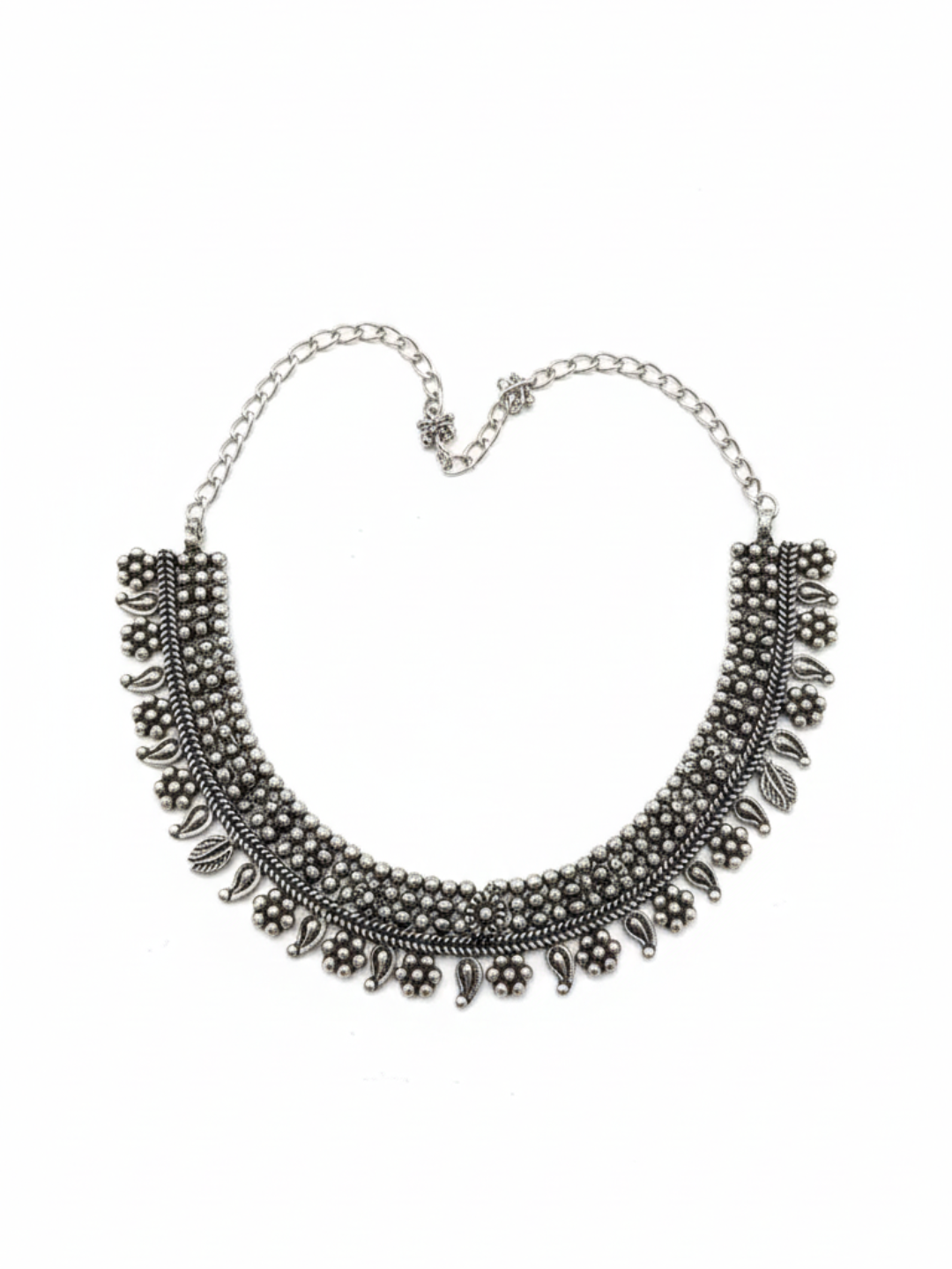 Oxidized Silver Brass Heritage Style Necklace for Women
