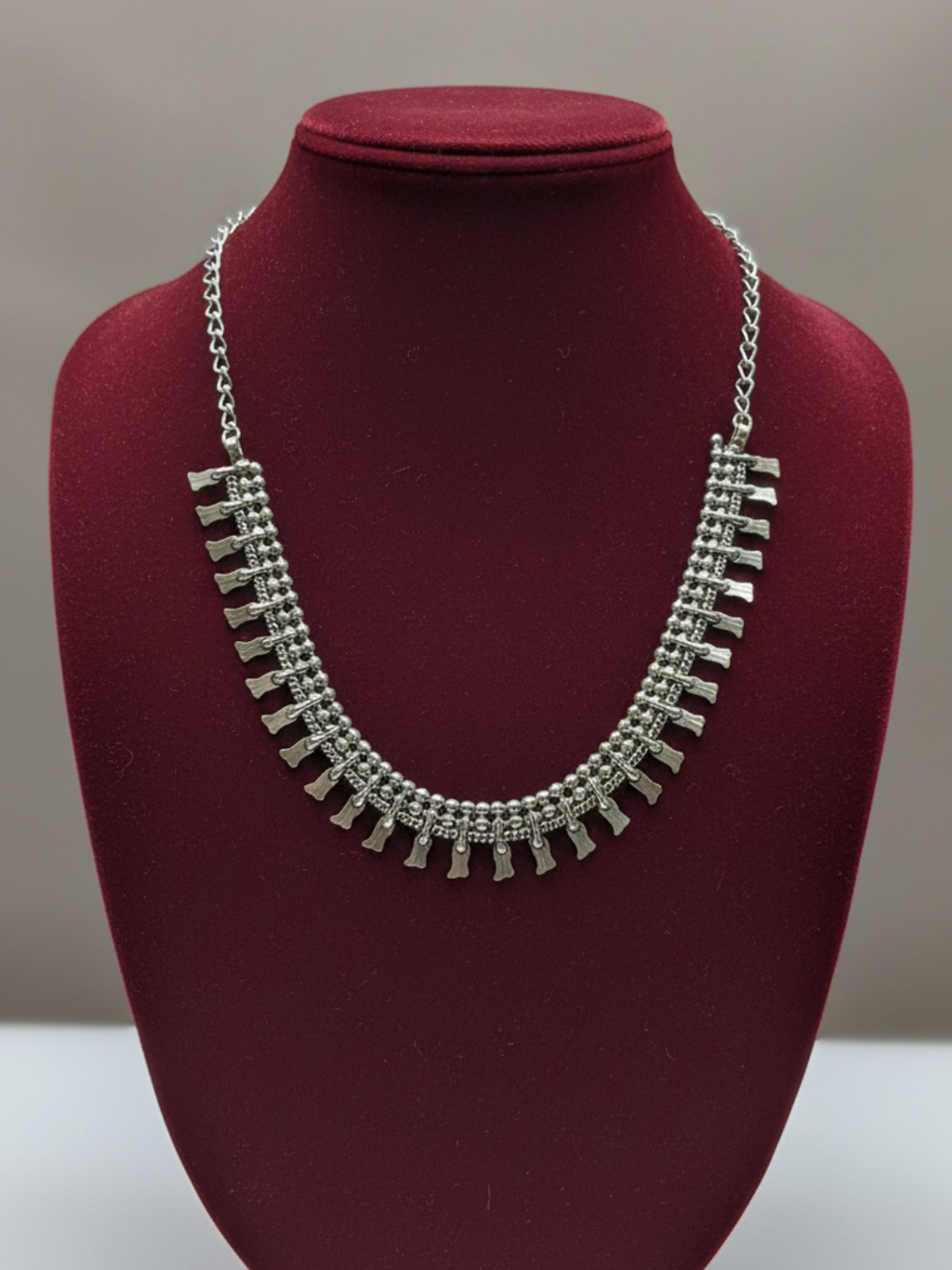 Oxidized Silver Brass Wedding Wear Statement Necklace