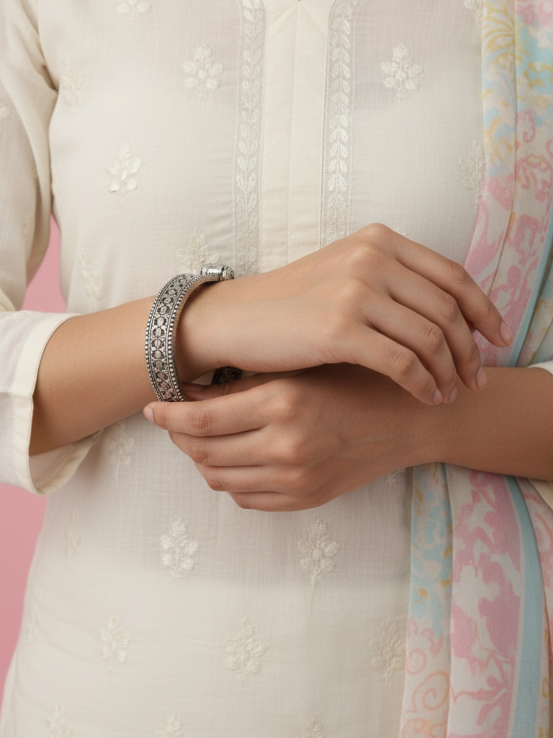 Designer Wedding Wear Antique Silver Brass Bangles
