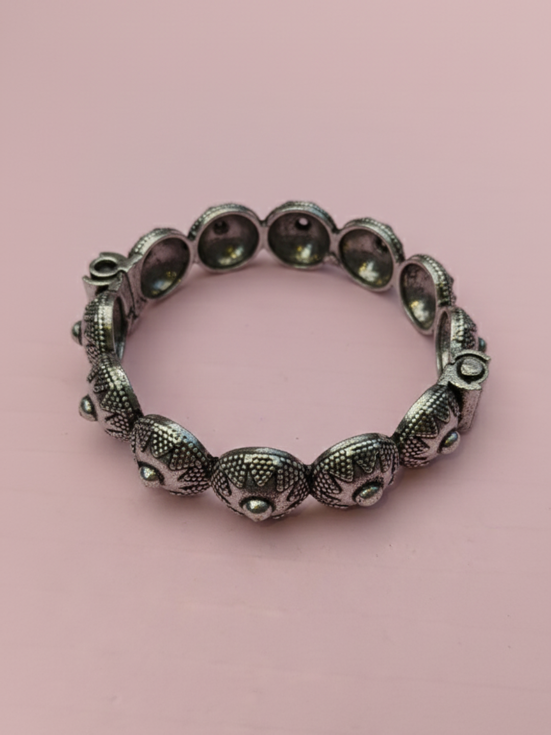 Vintage Carved Silver Plated Brass Kada Set