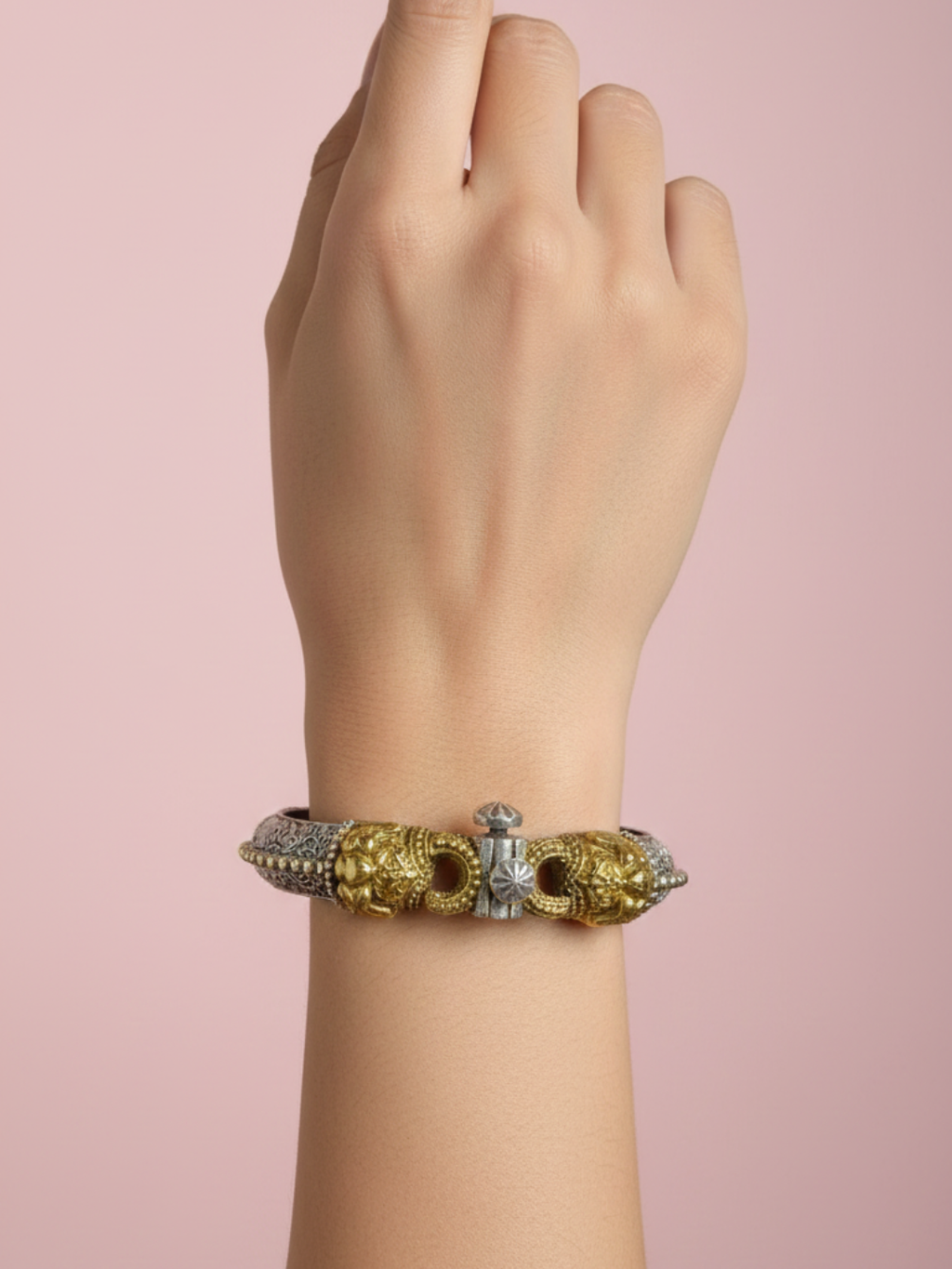 Rajputana Glow Gold-Silver Brass Bracelet