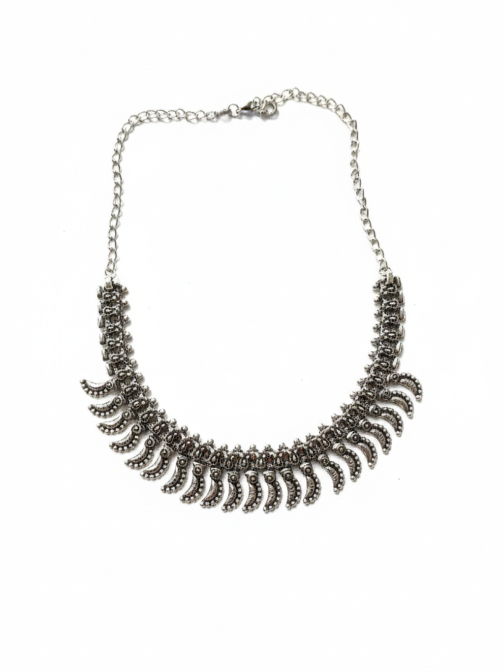 Women’s Oxidised Silver Finish Leaf Design Statement Necklace | Festive & Ethnic Wear