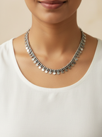 Ethnic Oxidized Silver Plated Statement Necklace
