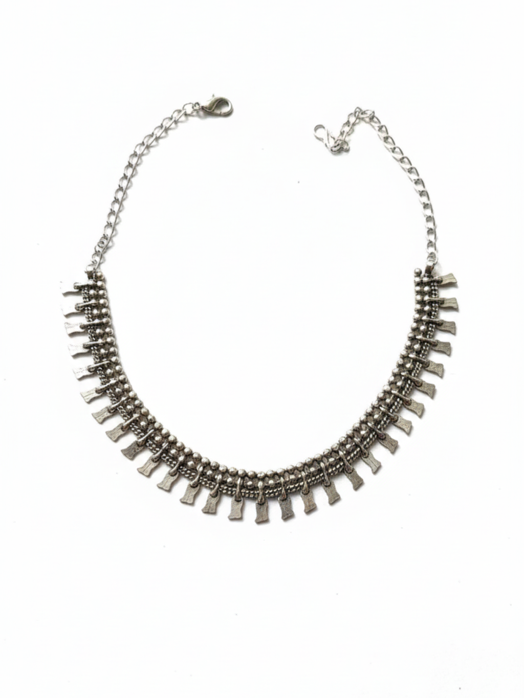 Oxidized Silver Brass Wedding Wear Statement Necklace