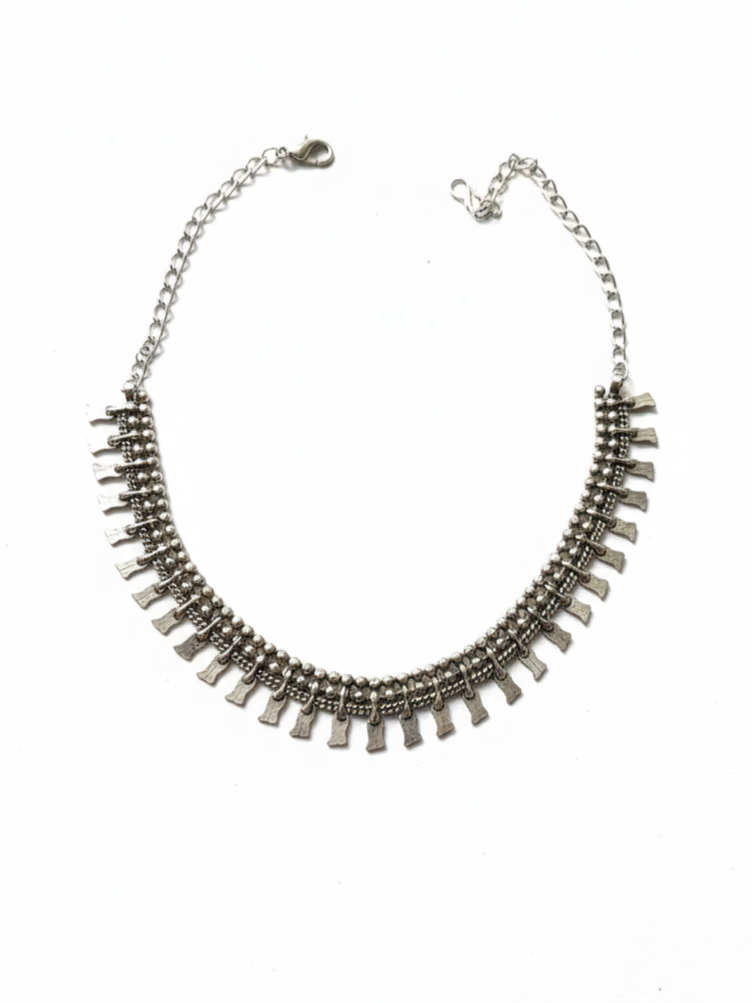 Oxidized Silver Brass Wedding Wear Statement Necklace