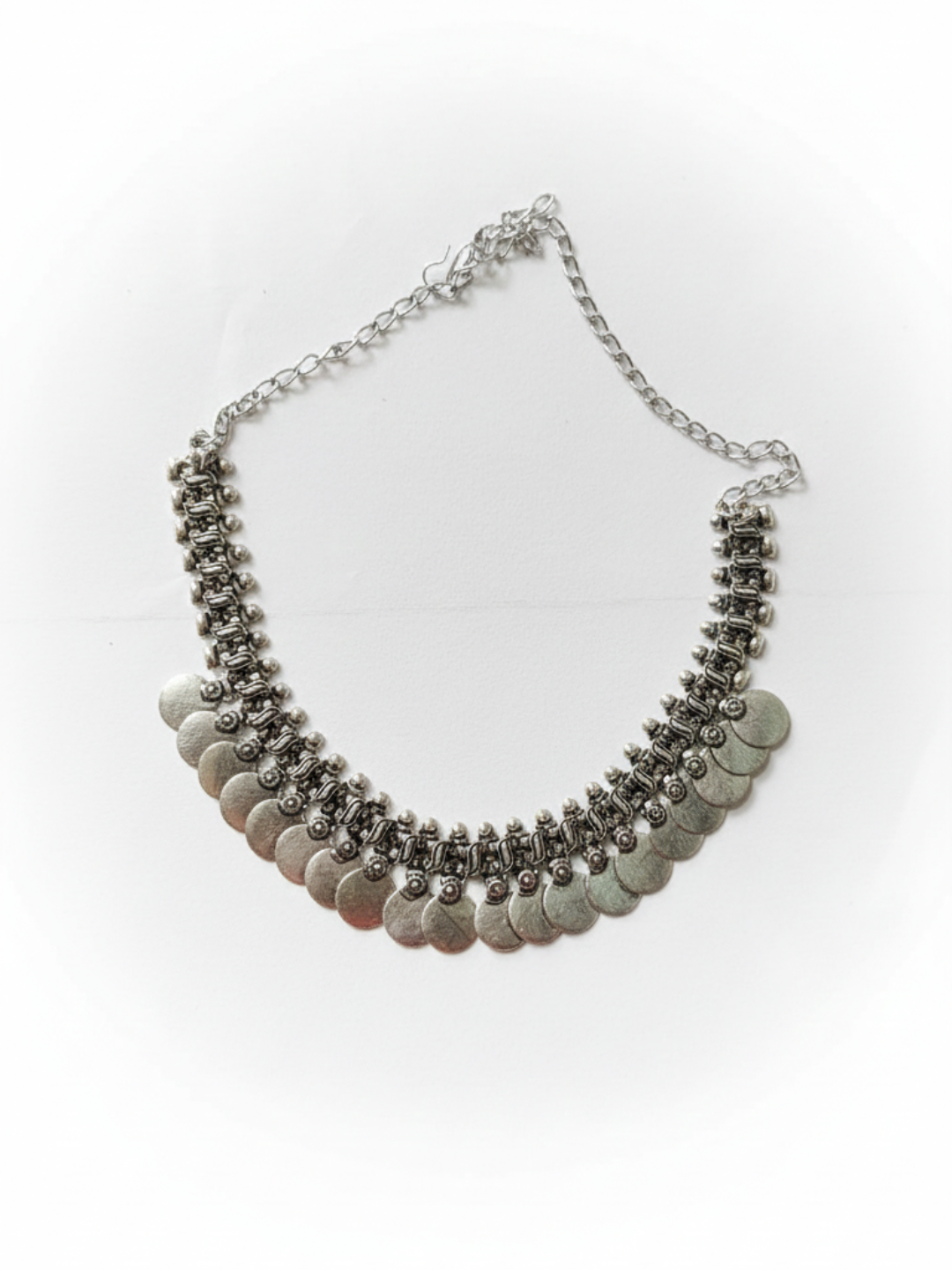 Handmade Silver-Plated Oxidized Brass Necklace - Tribal Statement Jewelry for Women