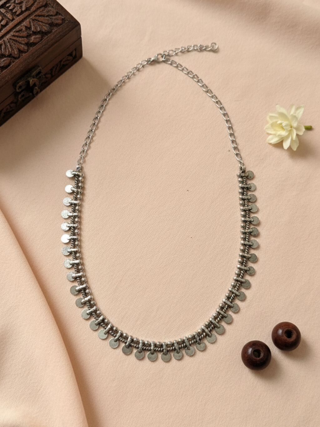 Ethnic Oxidized Silver Plated Statement Necklace