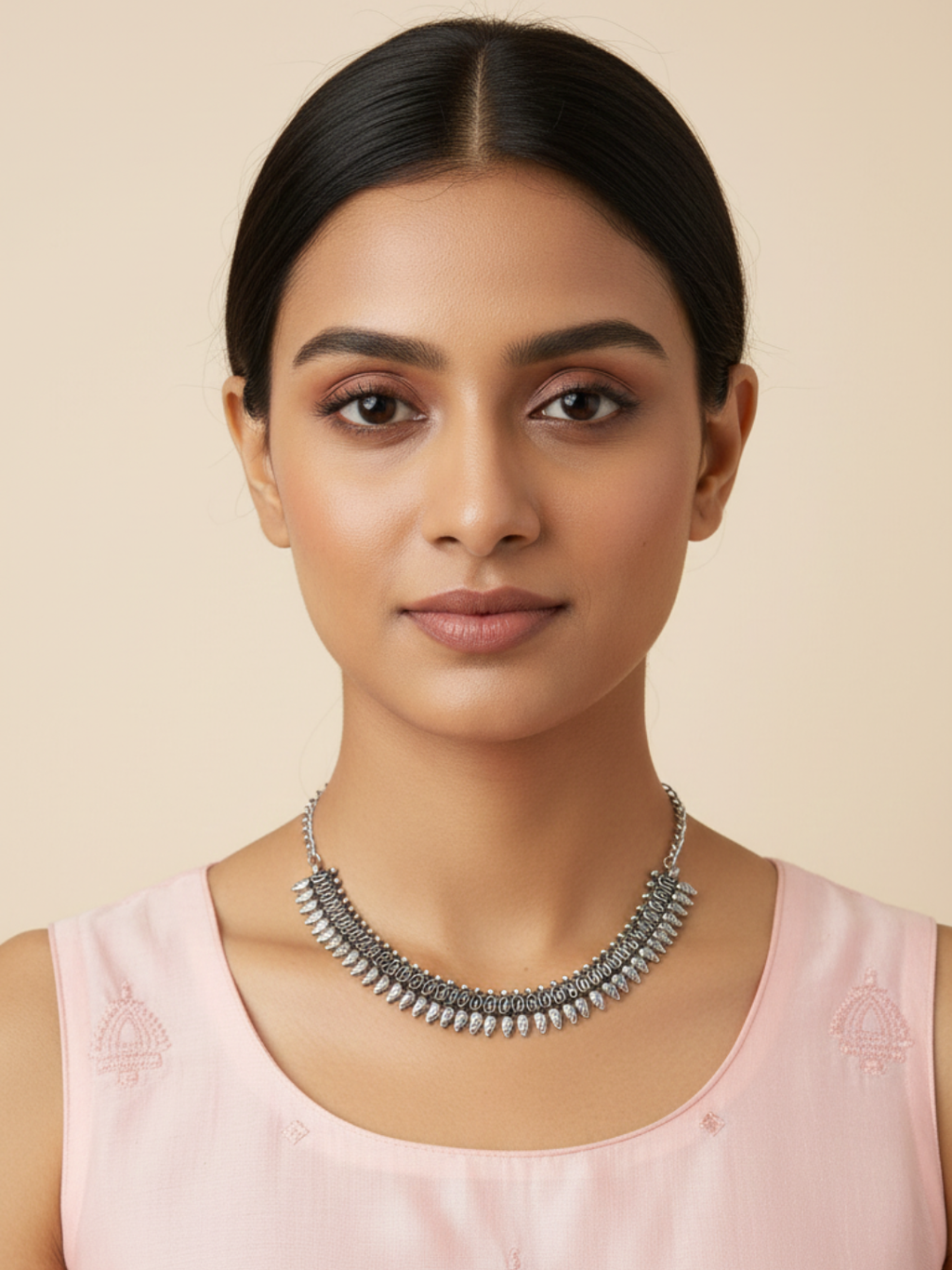 Designer Ethnic Oxidized Silver Plated Brass Fashion Necklace