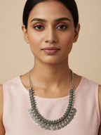 Designer Silver Plated Oxidized Brass Long Necklace