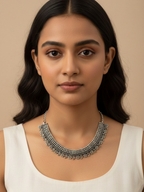Oxidized Silver Brass Heritage Style Necklace for Women