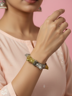 Heritage Bloom Gold-Silver Brass Bracelet