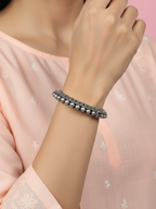 Statement Traditional Silver Finish Brass Bangles
