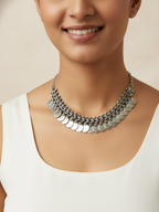 Handmade Silver-Plated Oxidized Brass Necklace - Tribal Statement Jewelry for Women