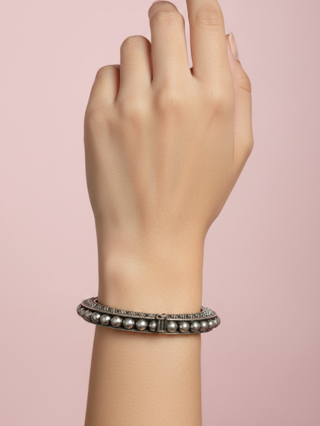 Statement Traditional Silver Finish Brass Bangles