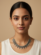 Traditional Oxidized Silver Plated Brass Party Wear Choker Necklace