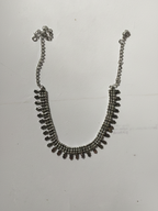 Silver Plated Brass Traditional Long Necklace with Metal Leaf Drops for Women & Girls
