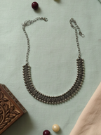 Ethnic Oxidized Silver Plated Brass Drop Design Necklace