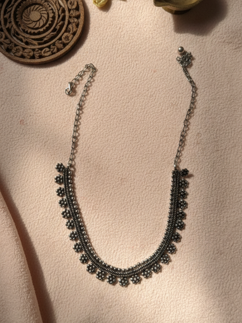 Antique Silver Oxidized Trible Choker