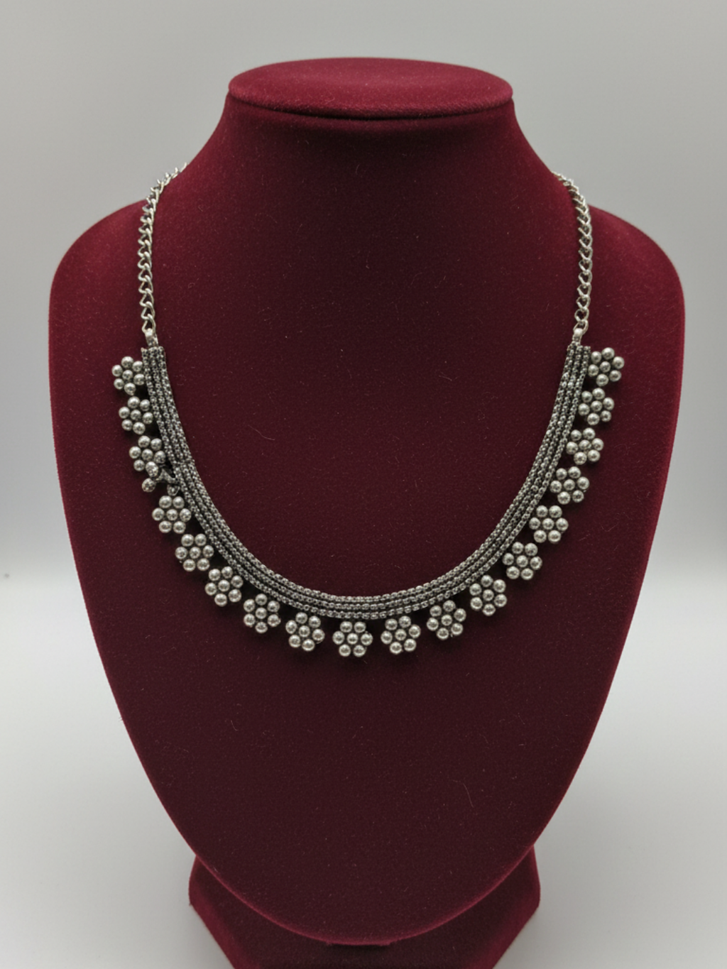 Traditional Silver Plated Oxidized Brass Statement Jewellery Necklace