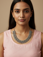 Silver Plated Oxidized Brass Rajasthani Style Necklace for Women