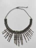 Women’s Oxidised Silver Finish Metal Beads Necklace | Ethnic Fringe Statement Jewellery