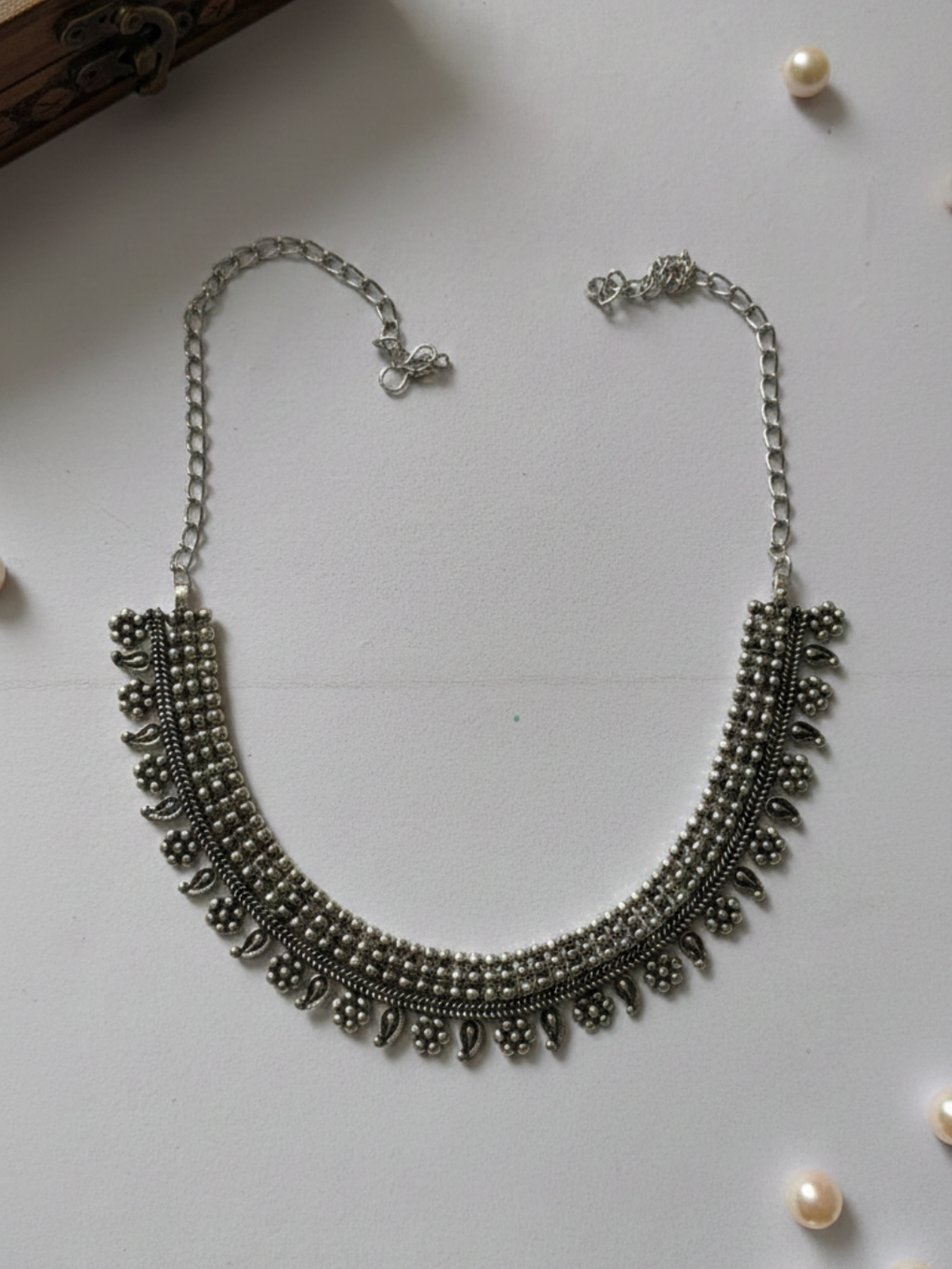 Oxidized Silver Brass Heritage Style Necklace for Women