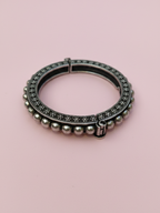 Statement Traditional Silver Finish Brass Bangles
