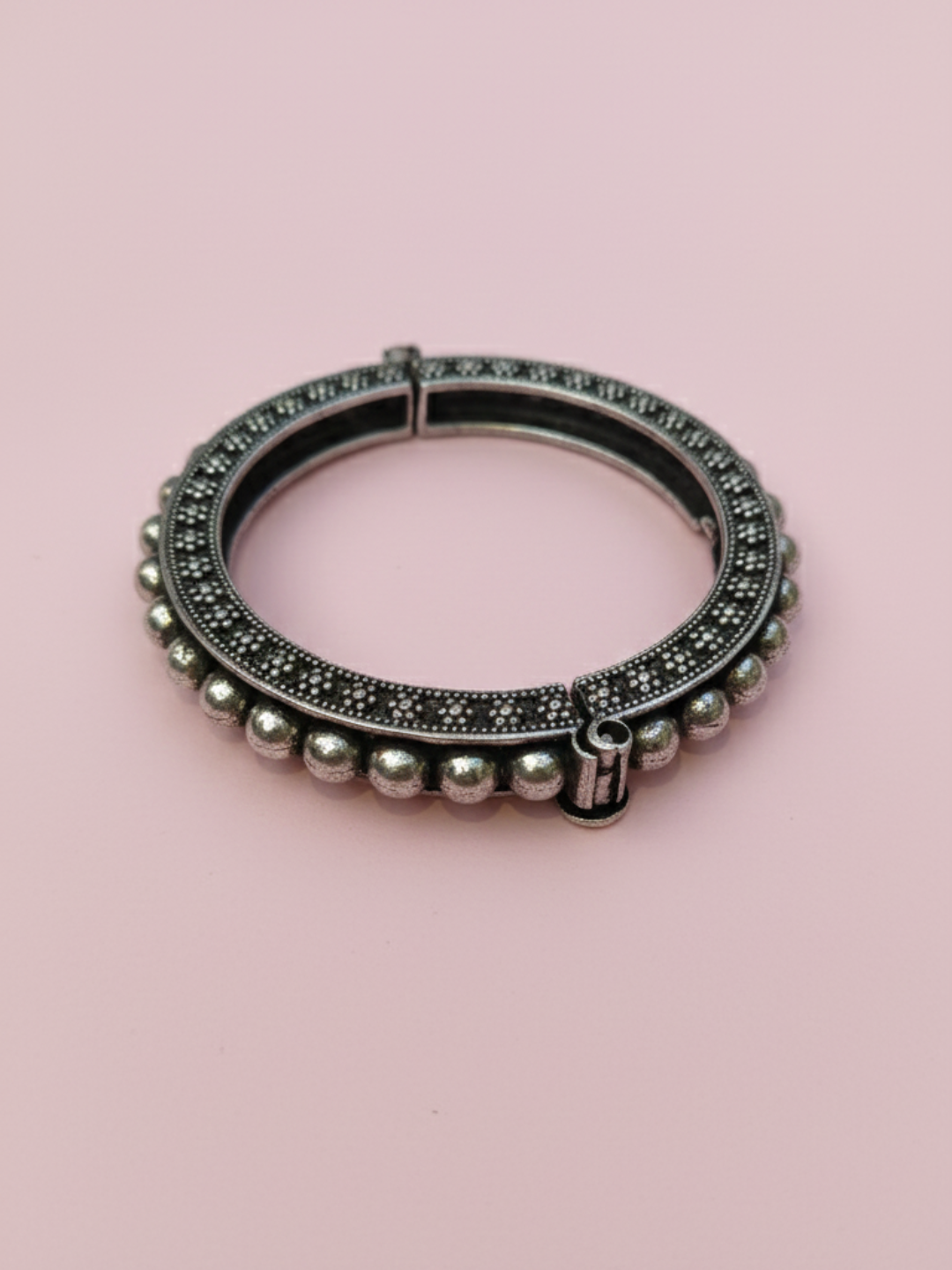 Statement Traditional Silver Finish Brass Bangles