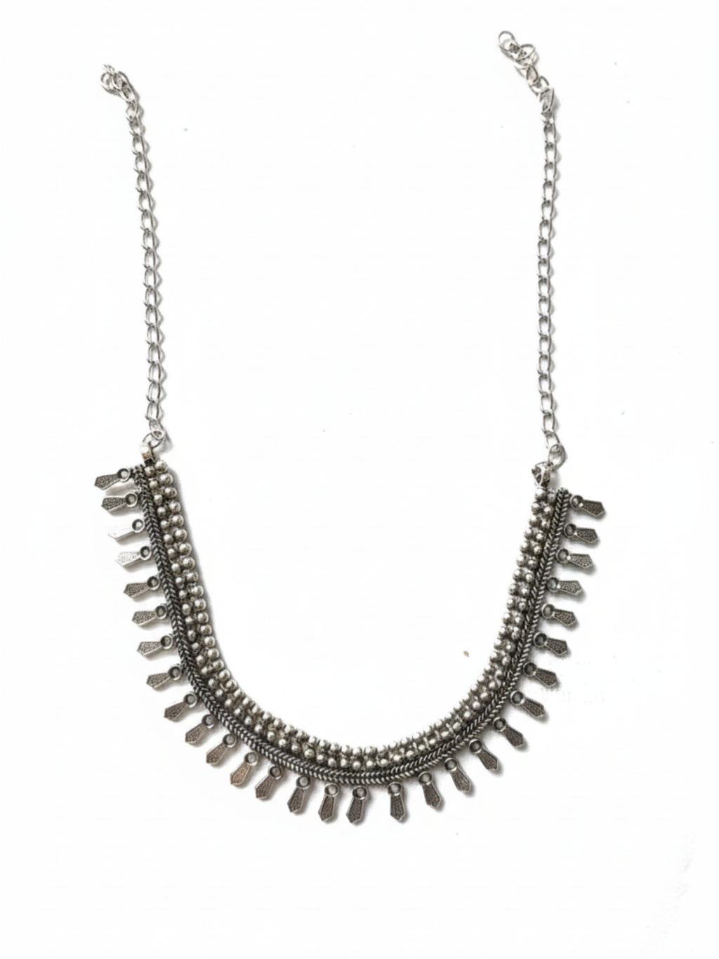 Oxidized Silver Plated Brass Traditional Statement Necklace for Women & Girls