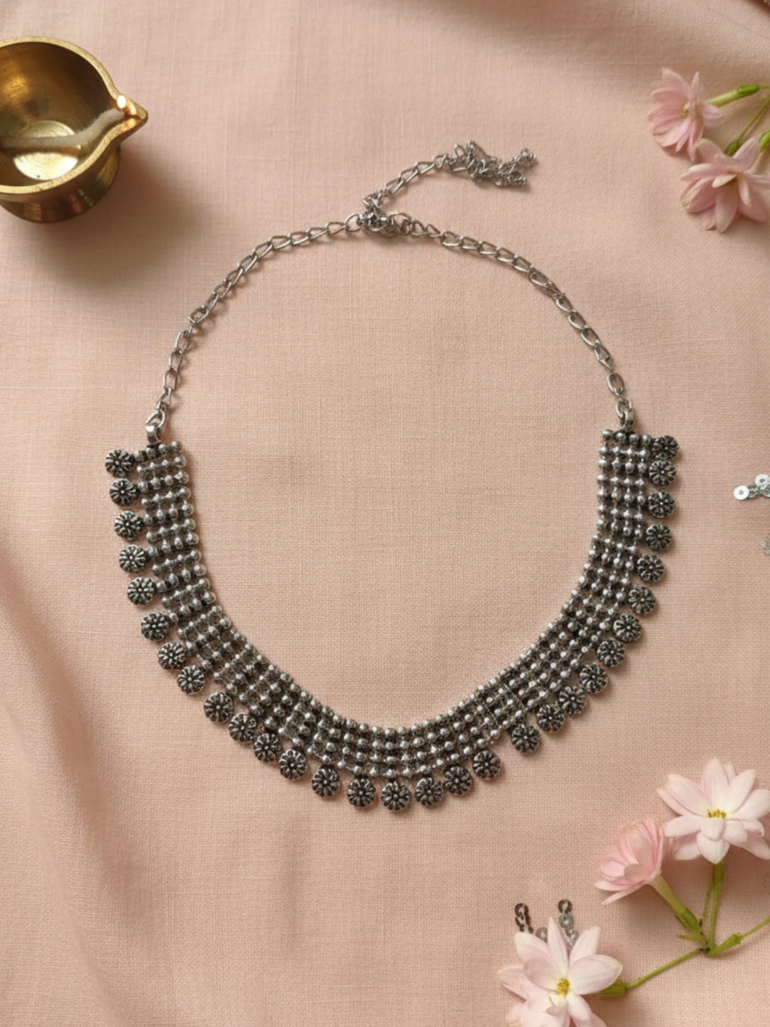Silver Plated Oxidized Brass Rajasthani Style Necklace for Women