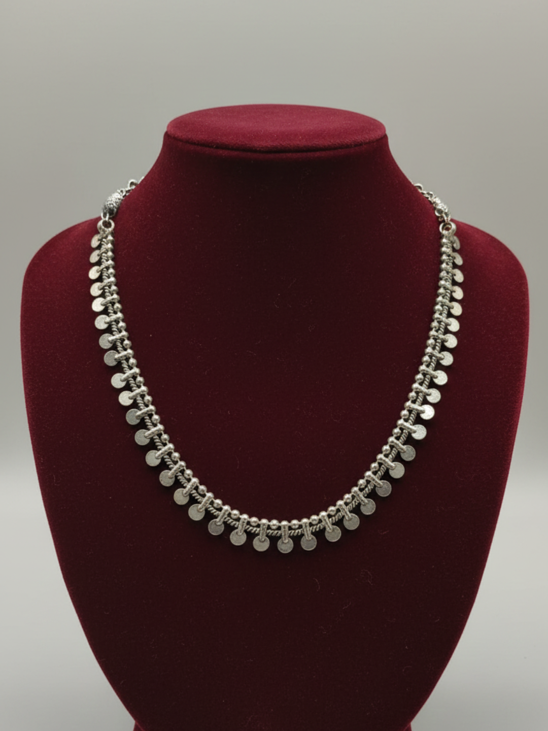 Ethnic Oxidized Silver Plated Statement Necklace