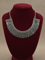 traditional oxidized silver plated brass choker necklace with paisley (mango) drop pattern