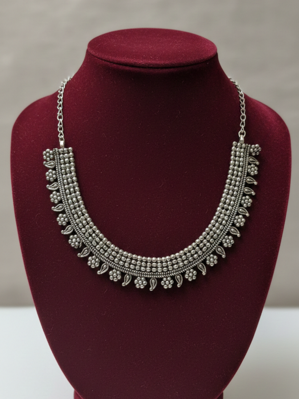 Oxidized Silver Brass Heritage Style Necklace for Women