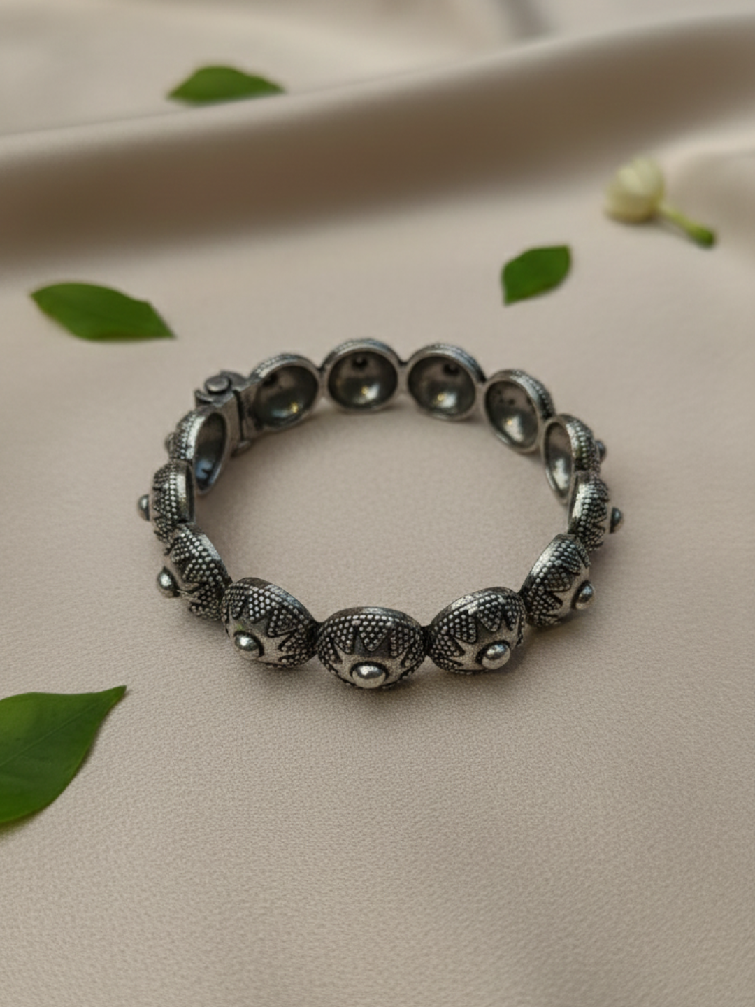 Vintage Carved Silver Plated Brass Kada Set