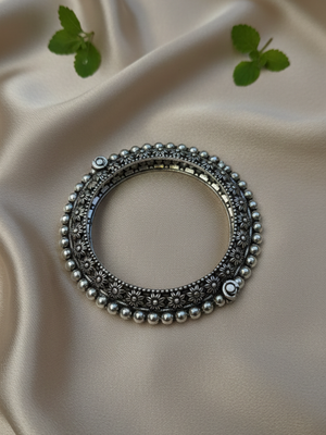 Antique Silver Oxidized Brass Bangles Set