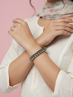Silver Oxidized Brass Vintage Bangle for Women