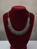 Ethnic Oxidized Silver Brass Long Statement Necklace for Women & Girls