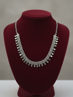 Silver Plated Brass Traditional Long Necklace with Metal Leaf Drops for Women & Girls