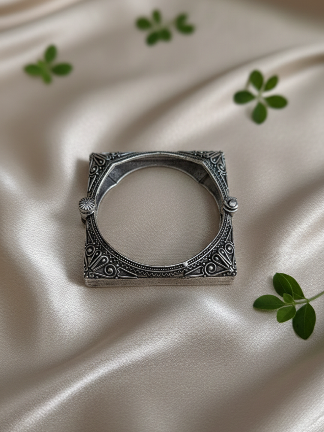 Antique Silver Look Oxidized Brass Bangles Set